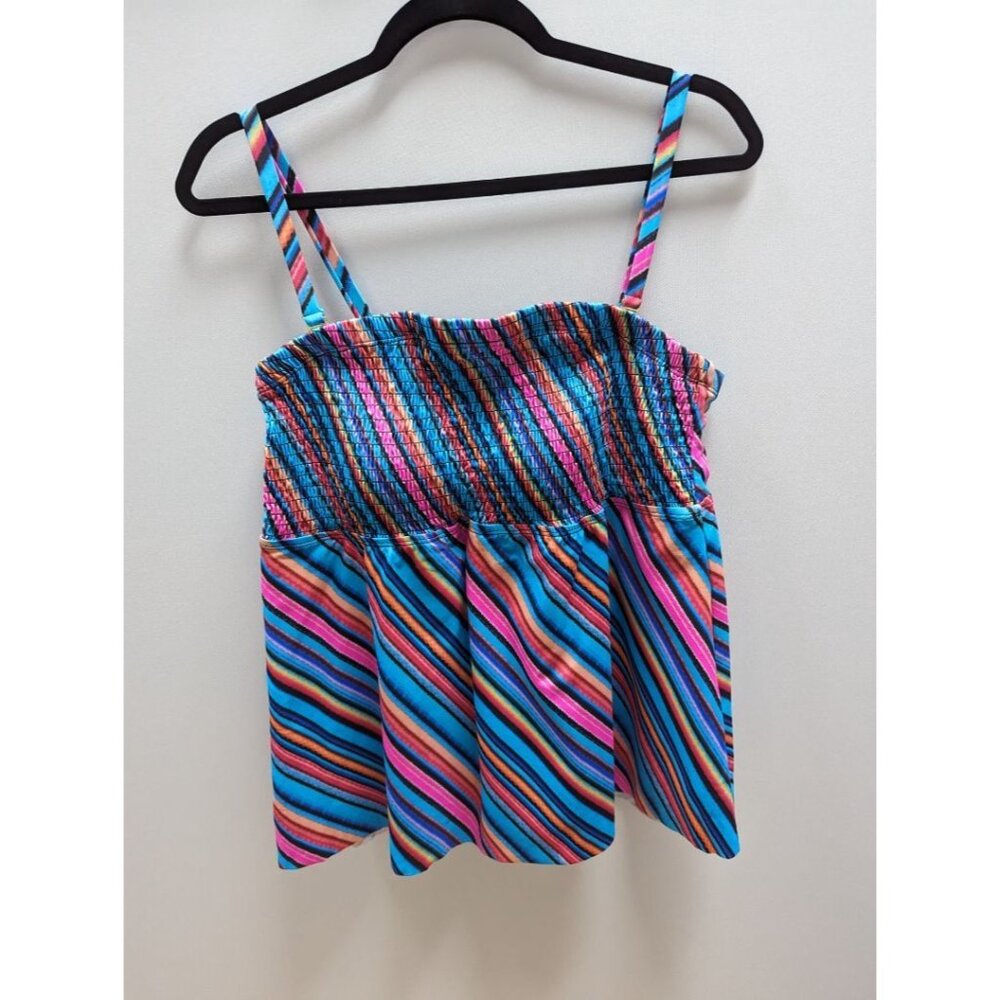 FullFitAll Multicolor Striped Tankini Swim Top